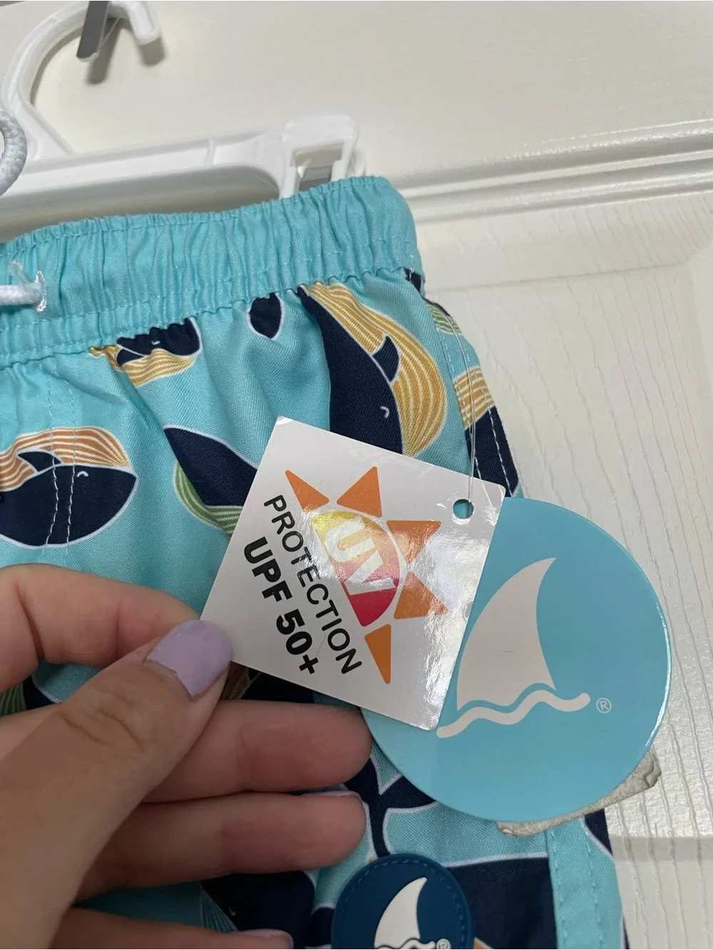 NWT Heat Swimwear INC Kids 3-6 months Whale Print Swim Shorts Light Blue